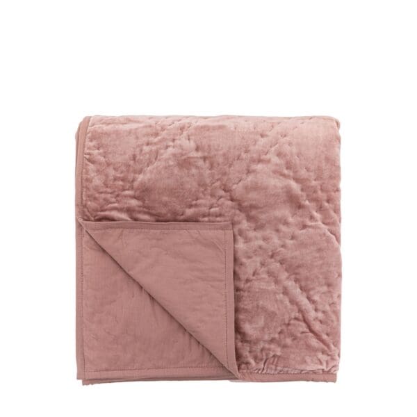 Elegant sengeteppe i rosa bomullsfløyel - Bilde 3