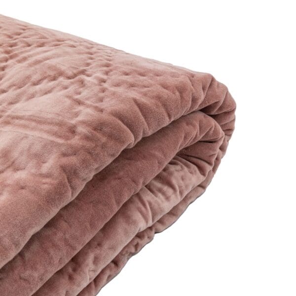 Elegant sengeteppe i rosa bomullsfløyel - Bilde 4