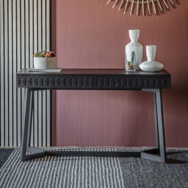 Boho Boutique, lekkert matt sort skrivebord i mangotre - Bilde 3