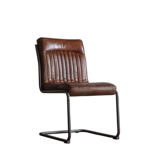 Capri, kontor/spisestuestol i vintage brunt skinn og jern - Bilde 9