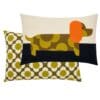 Retro pute med Dachshund og spot flower design i oliven - Bilde 2