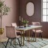 Everton, elegant og moderne spisebord i messing og marmor