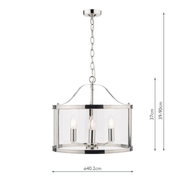 Harrington, stilren 3 armet taklampe i glass og krom - Bilde 5