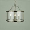 Harrington, stilren 3 armet taklampe i glass og antikk messing