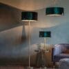Hayfield, lampe m/messingfarget fot og grønn fløyelsskjerm - Bilde 8