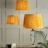 Hemsley, plissert,  lampeskjerm i oker silke fra Laura Ashley