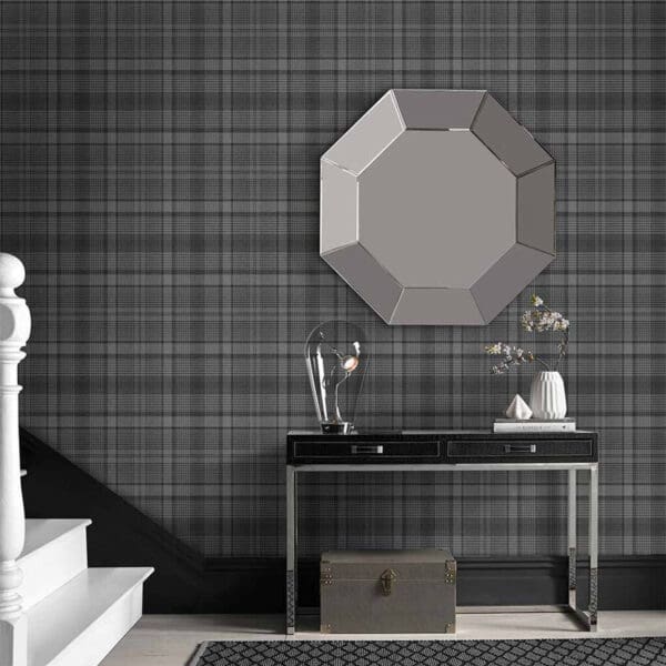 Heritage Plaid,  tapet med tartanruter i koksgrått