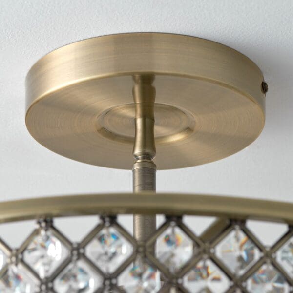 Hudson, Elegant taklampe i antikk messing og krystall - Bilde 3