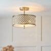 Hudson, Elegant taklampe i antikk messing og krystall