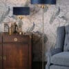 Sorrento, bordlampe i antikk messing og blå fløyelsskjerm - Bilde 8