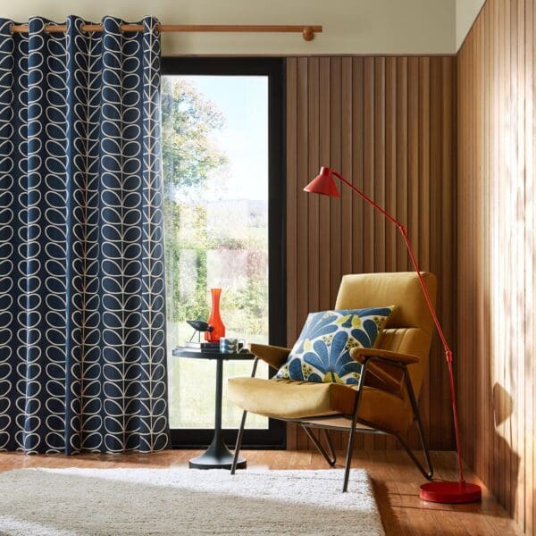 Linear Stem, Retro ferdigsydde gardiner fra Orla Kiely i blått - Bilde 2
