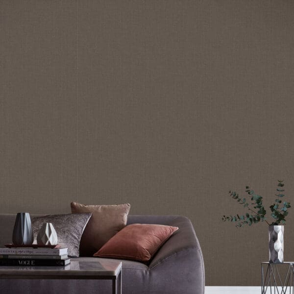 Linen, elegant tapet i lintekstur i brunt