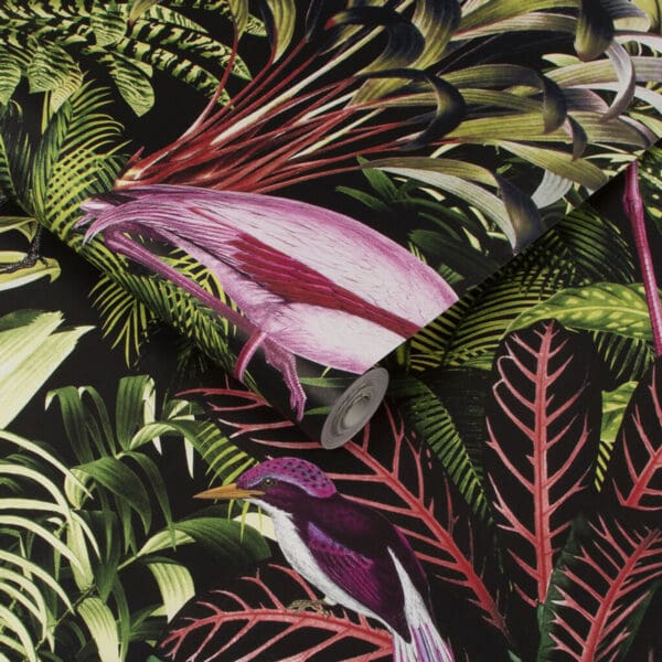 Midnight Tropic, tropisk tapet med flamingoer - Bilde 2