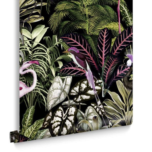 Midnight Tropic, tropisk tapet med flamingoer - Bilde 3