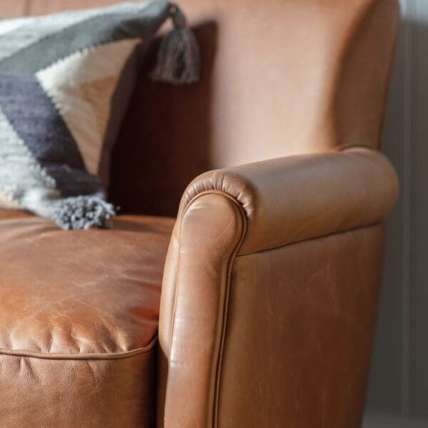 Mr.Paddington, liten, sjarmerende brun skinnsofa i vintage skinn - Bilde 5