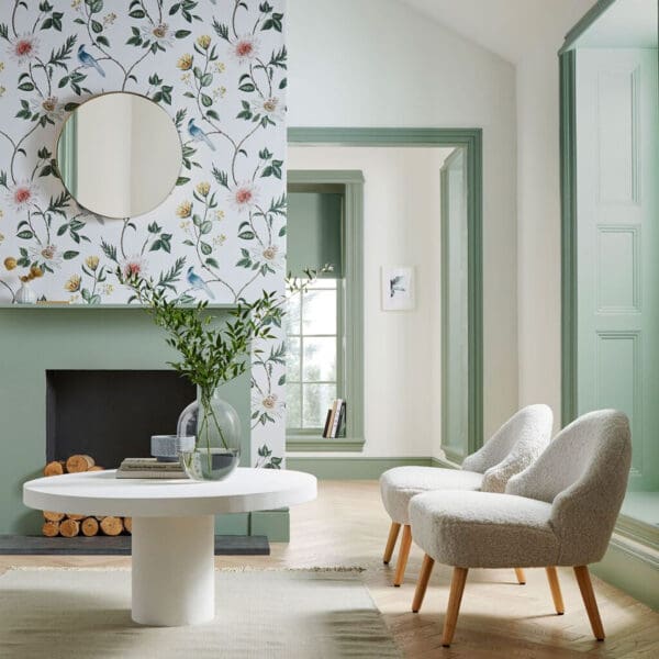 Nuit, tapet med blomster og fugler i friske farger