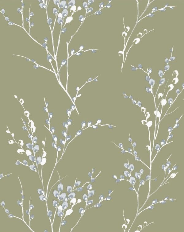 Pussy willow, tapet med gåsunger i mosegrønt fra Laura Ashley - Bilde 2