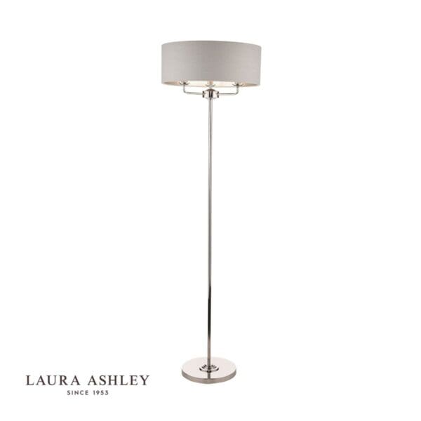 Sorrento stålampe i krom med sølvgrå skjerm fra Laura Ashley - Bilde 2