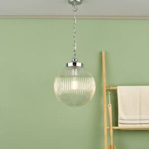 Tamara, Pendellampe i krom med glasskuppel (IP44)
