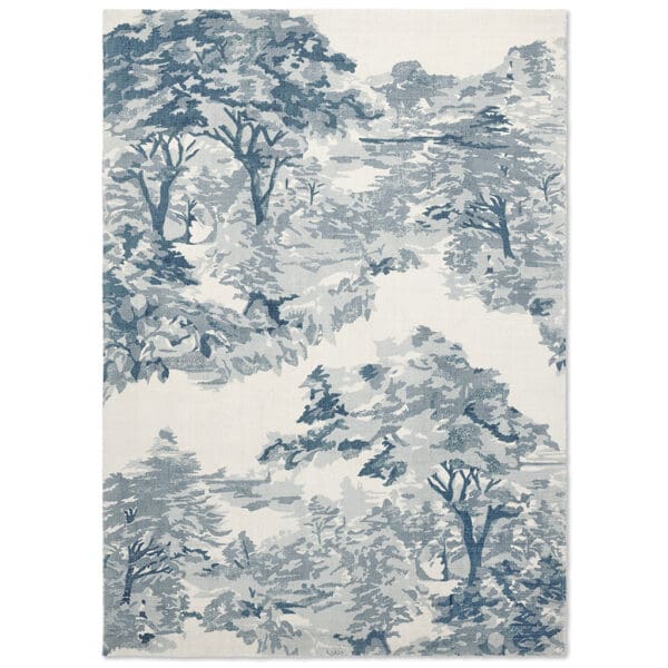 TB Toile, elegant gulvteppe i bomull med blått toile mønster - Bilde 3