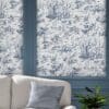 Toile de jouy, tapet i blått fra Laura Ashley