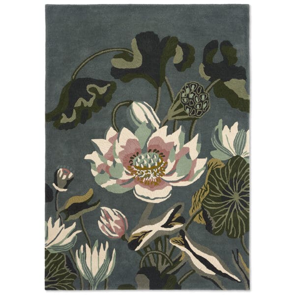 Wedgwood Waterlily, håndknyttet gulvteppe i blågrønt - Bilde 3