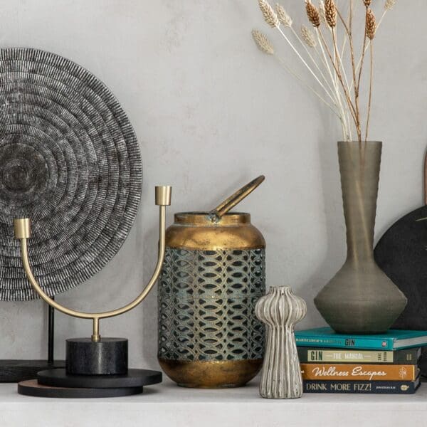 Edith,rustikk lyslykt i bronsefarget/verdigris metall - Bilde 2