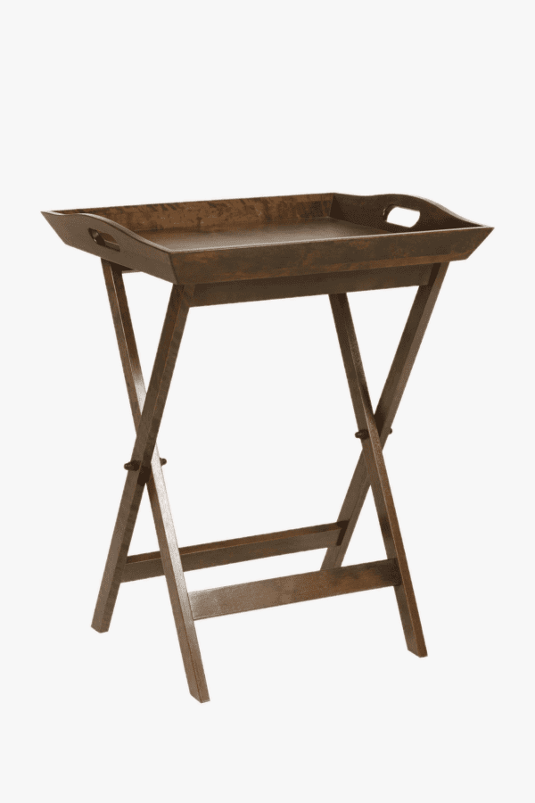Garrat, kastanjefarget Butlers tray/sidebord m/brett i bjørk - Bilde 3