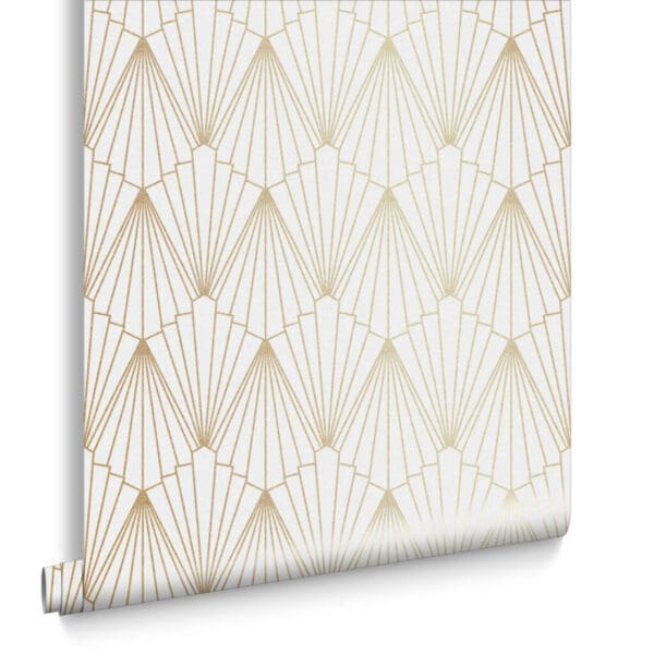 Rene, art deco inspirert tapet i krem og gull - Bilde 3