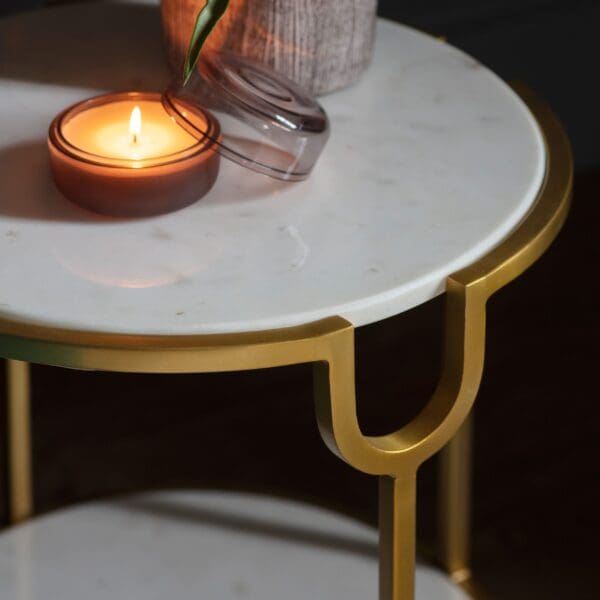 Weston, sidebord i gull og hvit marmor - Bilde 2