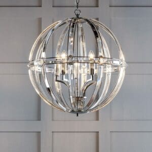 Aidan, grandios taklampe i krystall og krom fra Laura Ashley