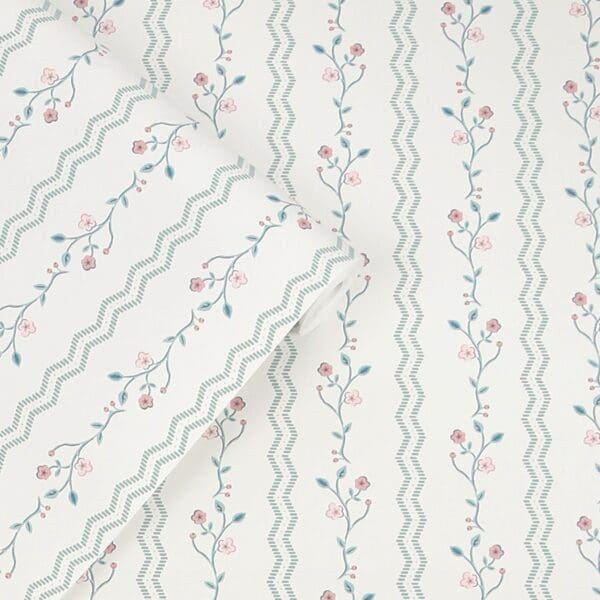 Blencow Stripe, stripete tapet med klatrende blomster fra Laura Ashley - Bilde 2