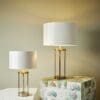 Harrington bordlampe i glass og antikk messing, h49 og h65cm