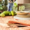 LJF, "Escapade Tropicale"  damaskduk i 100% lin i orange - Bilde 3