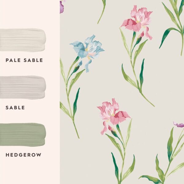 Hawling Irises, lekker tapet med iriser på lys bunn fra Laura Ashley - Bilde 4