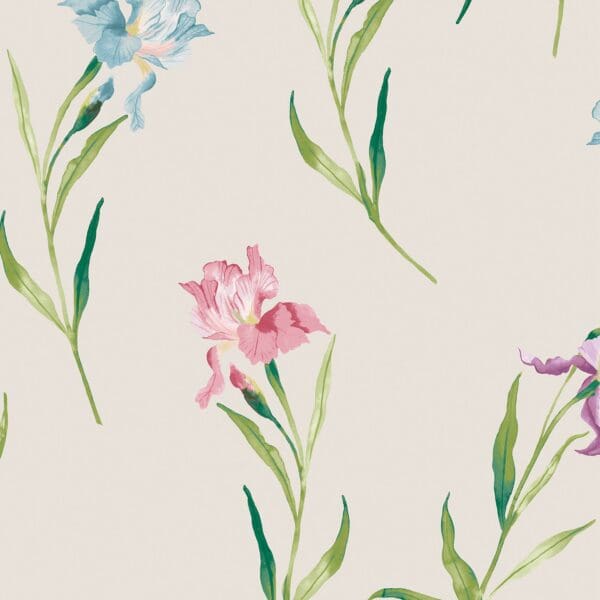 Hawling Irises, lekker tapet med iriser på lys bunn fra Laura Ashley - Bilde 2