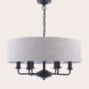 Sorrento, 6 armet taklampe i industriell sort og naturfarget skjerm - Bilde 2