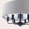 Sorrento, 6 armet taklampe i industriell sort og naturfarget skjerm - Bilde 4