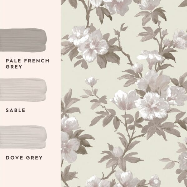 Rosamund, tapet med blomster i  grått fra Laura Ashley - Bilde 4