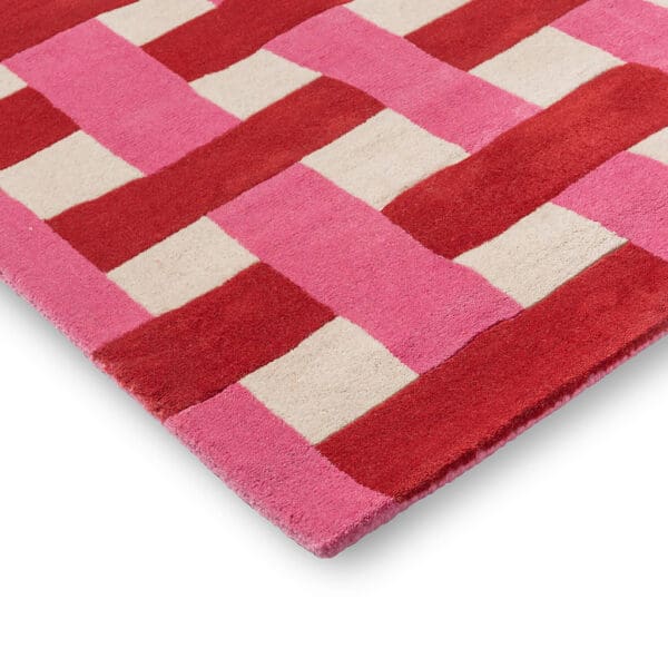 Harlequin Basket weave, gulvteppe med flettemønster i rosa - Bilde 7