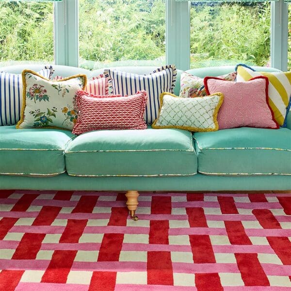 Harlequin Basket weave, gulvteppe med flettemønster i rosa - Bilde 2