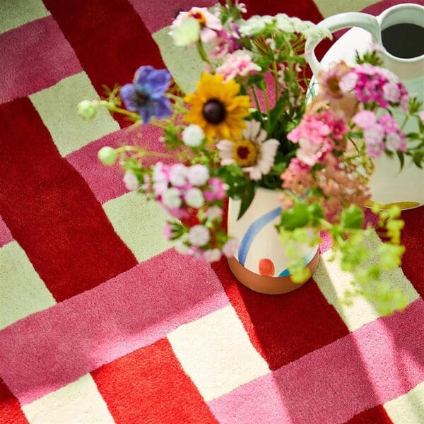 Harlequin Basket weave, gulvteppe med flettemønster i rosa - Bilde 4