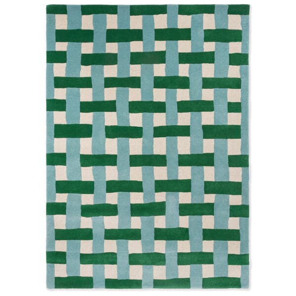 Harlequin Basket weave, gulvteppe med flettemønster i grønt/aqua - Bilde 4