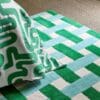 Harlequin Basket weave, gulvteppe med flettemønster i grønt/aqua - Bilde 2