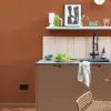 Country Home ensfarget tapet med tekstur i orange