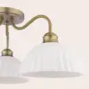 Durford, taklampe i antikk messing med porselensskjermer - Bilde 4