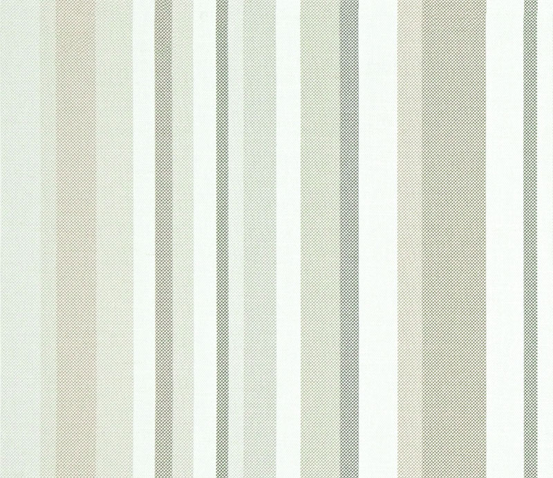 Hampden, gardin/møbelstoff med brede striper i greige/beige i bomull/lin