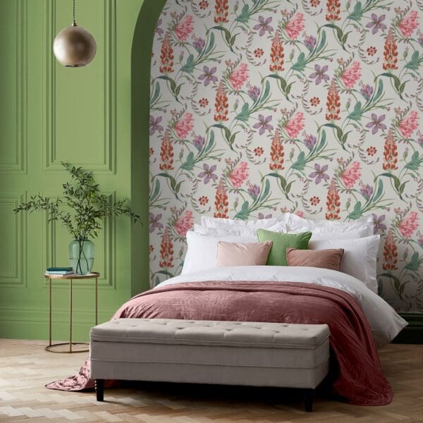 Botanists scroll mauve, tapet med lilla blomster