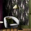 Foxglove Night, tapet i sort med hvite revebjeller