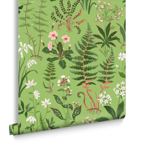 Oshibana, tapet med blomster i grønt - Bilde 4